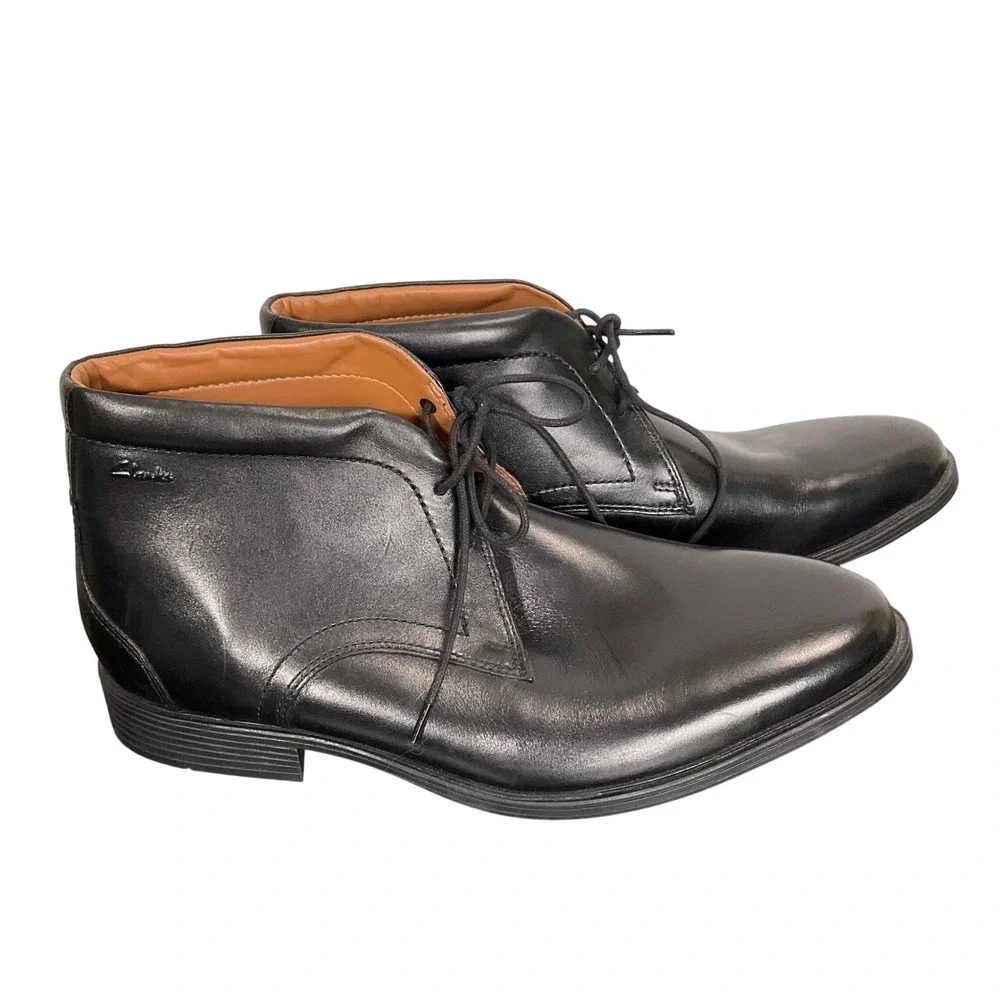 Clarks Chukka Boots Mens 11W‎ Black Whiddon Extreme Comfort Waterproof Leather